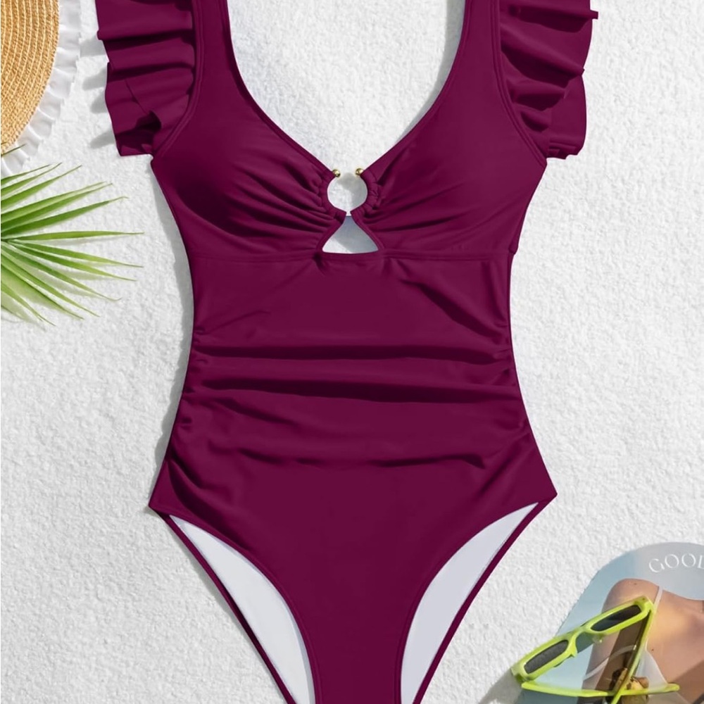 Ruffled Plum One-Piece Swimsuit